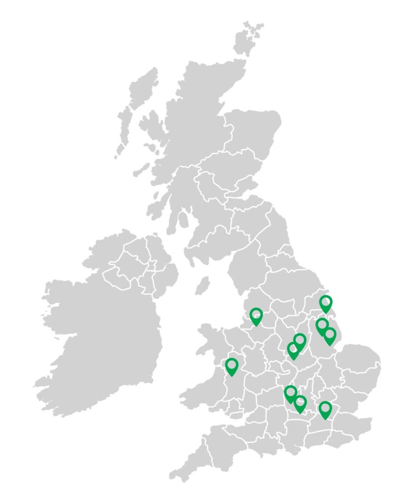 Map of Ishu Physiotherapy experience in the UK